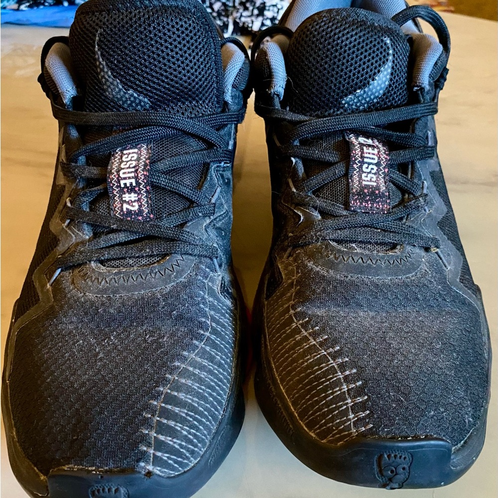 adidas Men's Black Athletic Shoes with White and Pink Accents